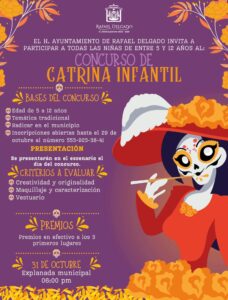 Realizarán concurso infantil de catrinas en Rafael Delgado 