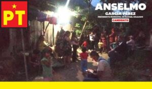 Anselmo García Pérez, candidato del PT a la alcaldía de Rafael Delgado, realiza visitas domiciliarias en busca del voto ciudadano